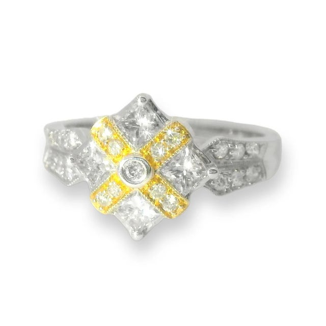 14K White Gold Diamond Anniversary Statement Band Ring Elegant 14K White Gold Diamond Anniversary Statement Band Ring...
