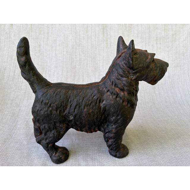 Black Antique Hubley Cast Iron Scottie Terrier Door Stop For Sale - Image 8 of 15