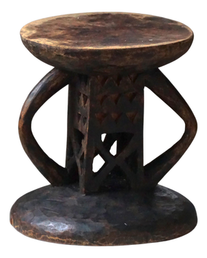 20th Century Carved Tonga Hardwood Stool with Geometric Motifs, 1960s