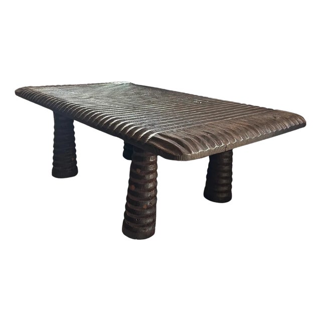 Solid Teak Wood Table, Modern Organic, Wood Textures, Burnt For Sale