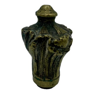 Antique French Cast Bronze Foliate Lamp Finial 19th Century Parisian Found Object For Sale