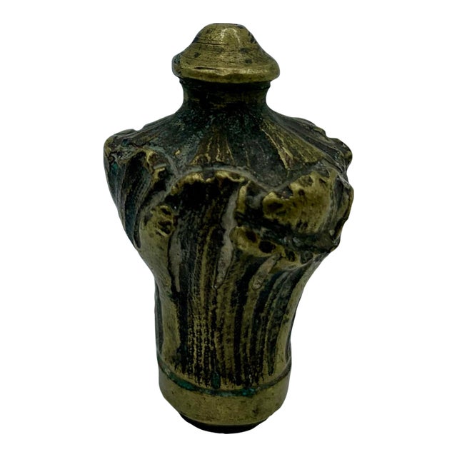 Antique French Cast Bronze Foliate Lamp Finial 19th Century Parisian Found Object For Sale