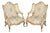 Pair 19th C French Louis XV Style Giltwood Wingback Chairs For Sale