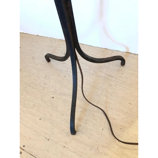 1910s Antique French Vintage Directoire Steel Floor Lamp With Feather Shade For Sale - Image 5 of 10