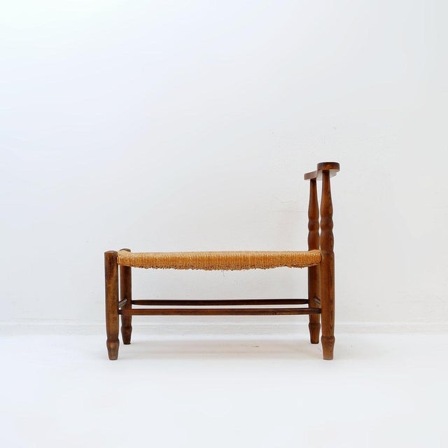 Rustic - Wabi Sabi - Brutalist Meaures : 76x37cm H:64cm SH:37cm Materials : Wood - Woven Straw A rustic fireside bench...