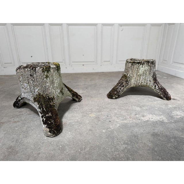 A rare pair of delightfully vintage trompe-l'œil planters! Made of concrete in the 1950s, they feature a highly detailed...