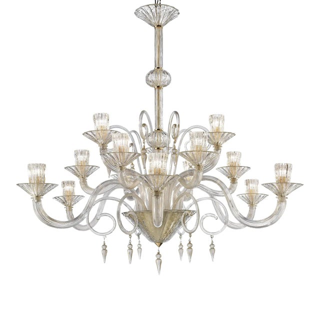 Grand Imperial Rigadin Murano Glass Chandelier in Transparent and Gold by Simoeng for Simoeng For Sale - Image 7 of 7