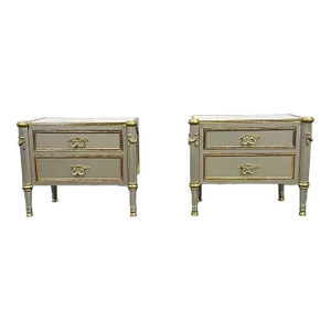 John Vesey Style, Hollywood Regency, Nightstands, Steel, Bronze, Marble, 2023