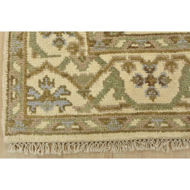Oushak Rug 4′ X 6’1” Ivory Wool Tribal Hand-Knotted Oriental Carpet For Sale - Image 10 of 13