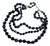 1930s Made in Austria Black Faceted Glass (French Jet) Three Strand Necklace For Sale