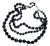 Early MCM Jewelry Made in Austria Black Faceted Glass (French Jet) Three Strand Necklace For Sale