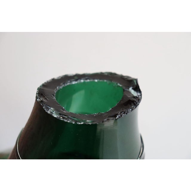 Vintage French Blown Glass Wide Neck Demijohn Carboy in Teal Green For Sale - Image 10 of 12