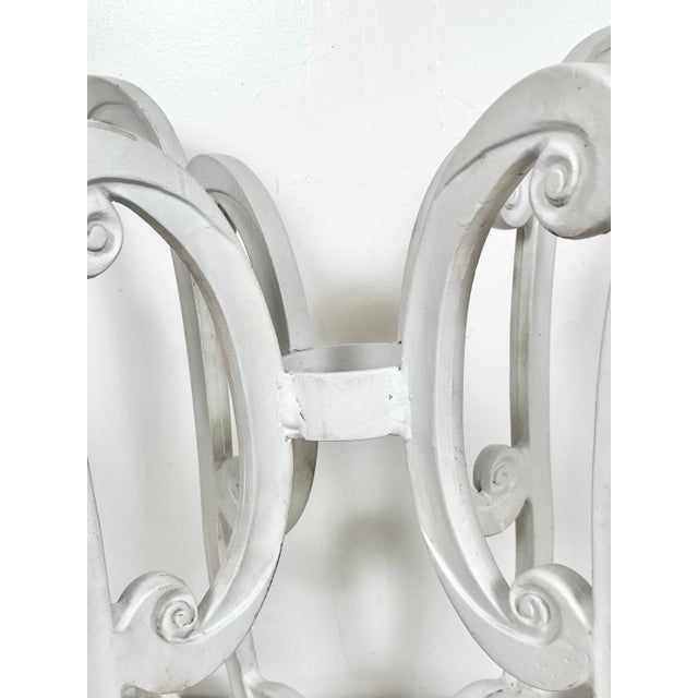 White Vintage Cast Aluminum Curlicue Patio Dining Table Base For Sale - Image 8 of 9
