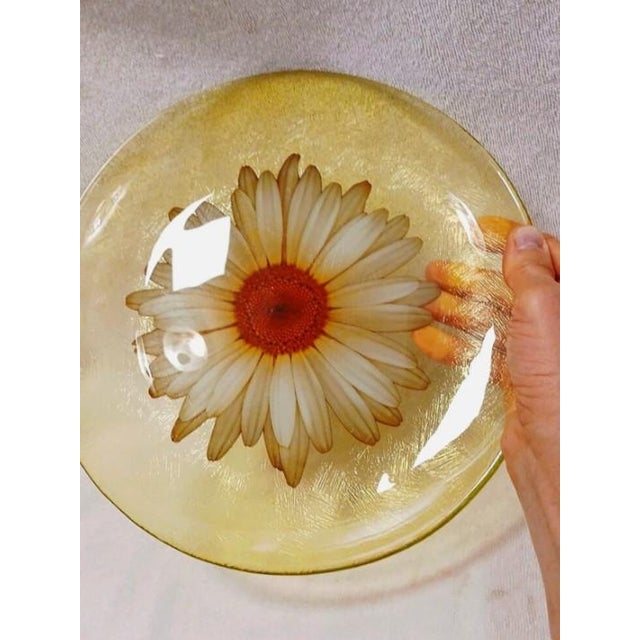 Rare Orchidea Bomboniere Daisy Dinner Plate Yellow Textured Clear Blown Glass 1950s Hand blown glass, Italy This listing...
