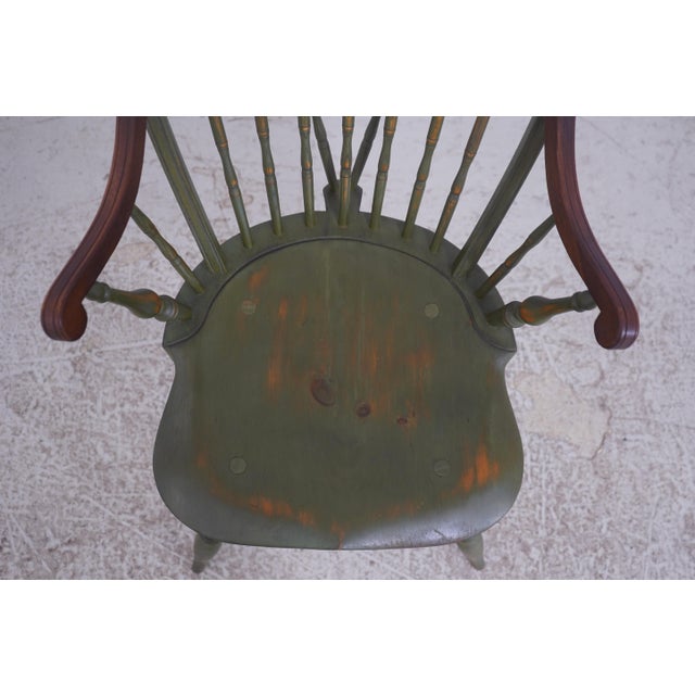 Green Bench Made Green Painted Loop Back Windsor Armchair For Sale - Image 8 of 18