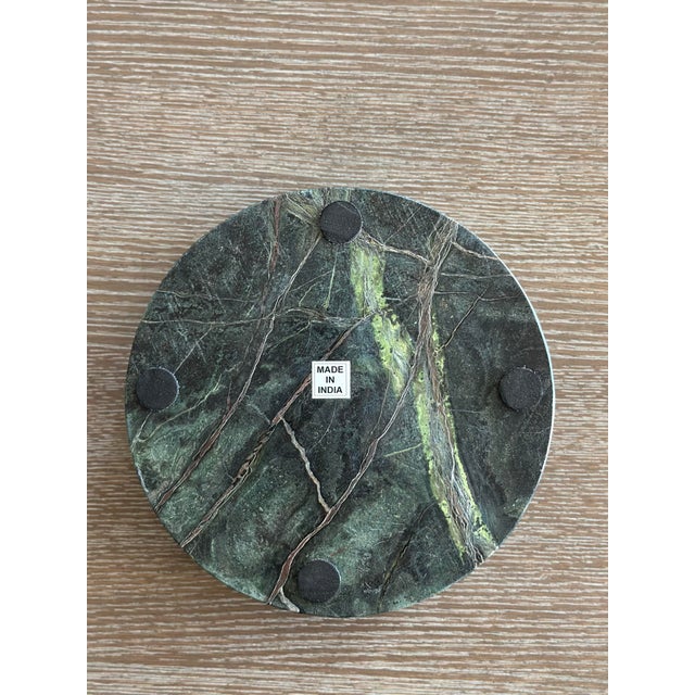 Round Green Marble Ribbed Bowl For Sale - Image 4 of 5
