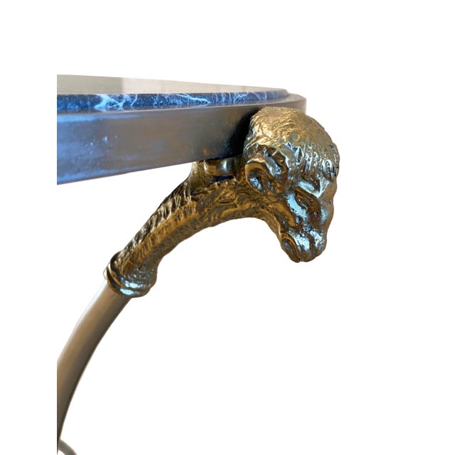 Maison Jansen Parisian Maison Jansen Style Iron and Brass Side Table With Black Marble Top For Sale - Image 4 of 9