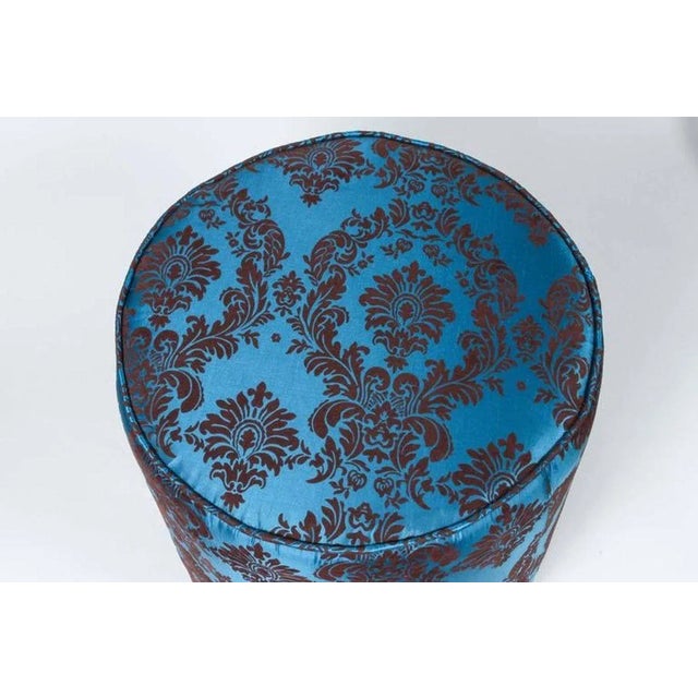 Textile Pair of Moroccan Art Deco Style Round Upholstered Pouf Stools, American, 1980 For Sale - Image 7 of 11