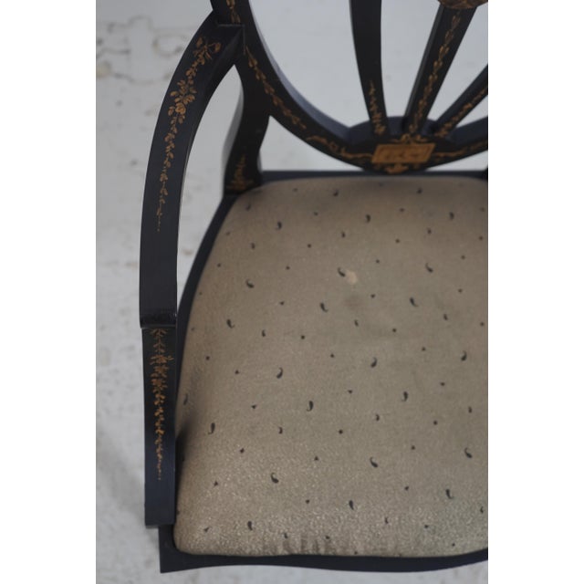 Lousa Braga Paint Decorated Shield Back Armchairs For Sale In Philadelphia - Image 6 of 18