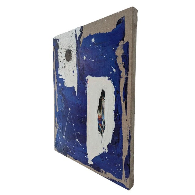 Contemporary Abstract Acrylic on Linen on Wood Panel Painting “The Quiet Stars 005" by Jason Engelund For Sale - Image 4 of 6