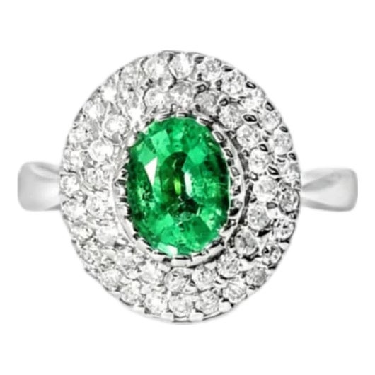 Late 20th Century 14K White Gold Paraiba Tourmaline and Diamond Cocktail Ring Estate, Size 7.25 For Sale