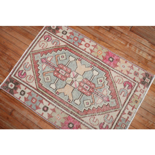Abstract Vintage Pink Turkish Rug - 2'7" x 3'7" For Sale - Image 3 of 7