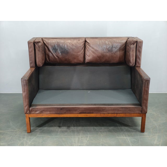 JK 922 Vagon Sofa in Buffalo Leather by Jørgen Kastholm, Denmark, 1960s For Sale - Image 6 of 14