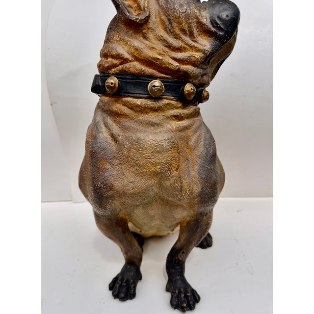 Large 19th Century English Cold-Painted Terracotta Bulldog Figure With Glass Eyes For Sale - Image 12 of 17