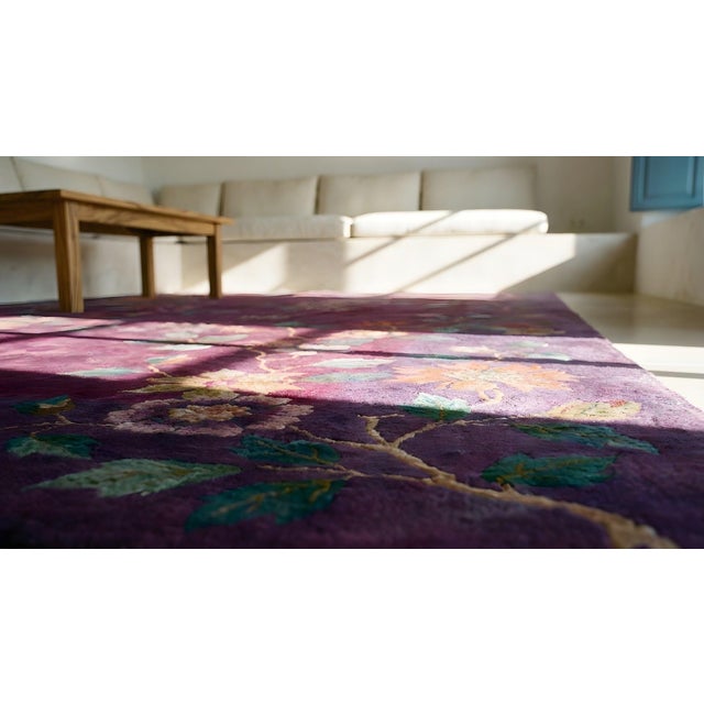 Burgundy Antique Chinese, Art Deco Rug For Sale - Image 8 of 8