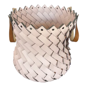 Large Braided Basket Pink With Handles