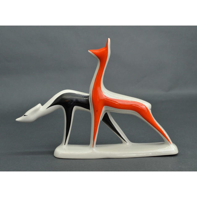 Ceramic Vintage Porcelain Deer Figurine by Levon Agadzhanyan for Riga Porcelain, 1963 For Sale - Image 7 of 7
