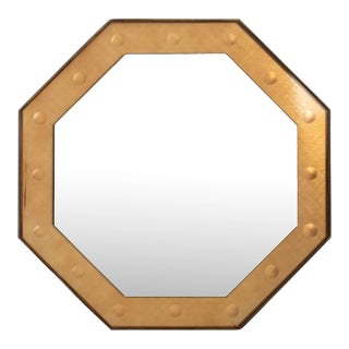 Italian Modern Octagonal Brass Frame Mirror, 1950s For Sale