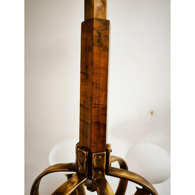 Vintage Wooden Pendant Light with Oval Glass Shades For Sale - Image 12 of 18