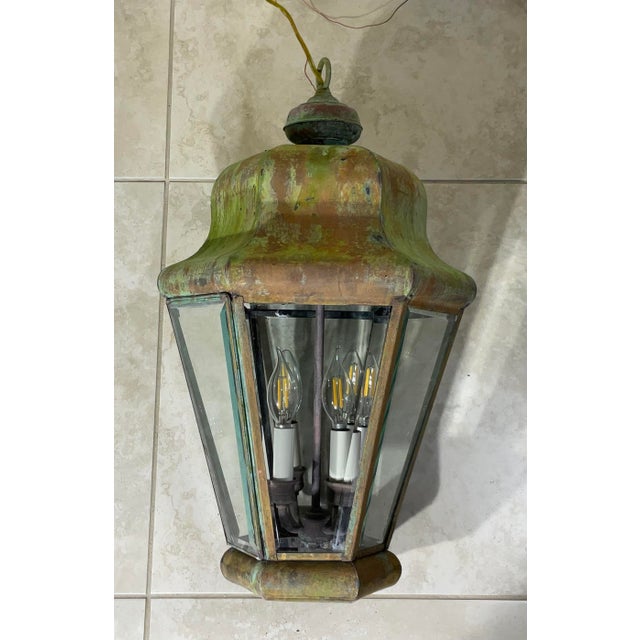 Single Handcrafted Solid Brass Hanging Lantern For Sale - Image 10 of 12