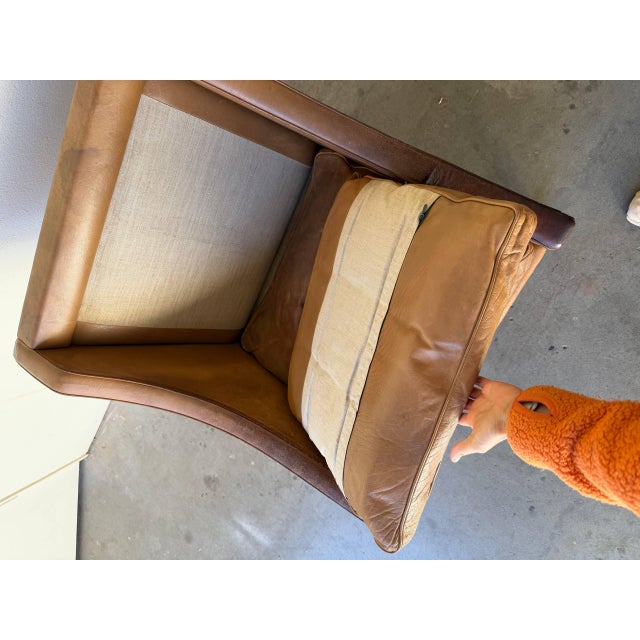 Brown Original Børge Mogensen Leather Armchair – Vintage Danish Mid Century Lounge Chair – Fredericia Stolefabrik 1960s For Sale - Image 8 of 9