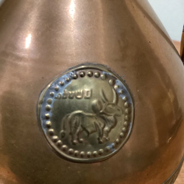 Metal Vintage Late 20th Century Copper and Brass Pitcher Vessel For Sale - Image 7 of 13