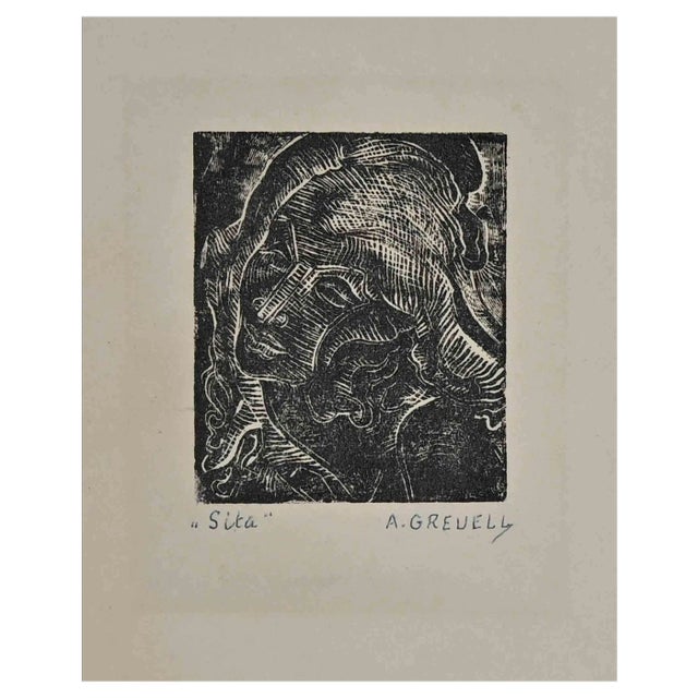 Arthure Greuell, Sita, Woodcut, Mid-20th Century For Sale