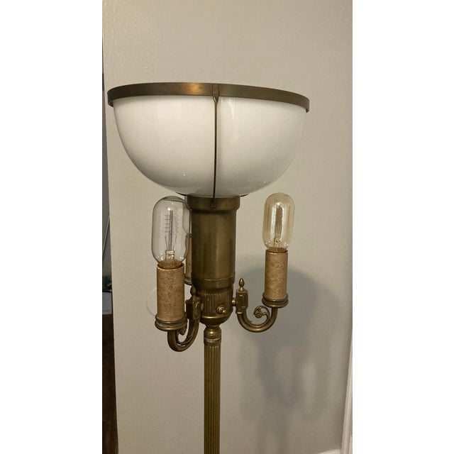 Metal 1920s Mutual Sunset Lamp Company Mlsc 4370 Brass Torchiere W/ Main Diffuser + 3 Lamp For Sale - Image 7 of 8