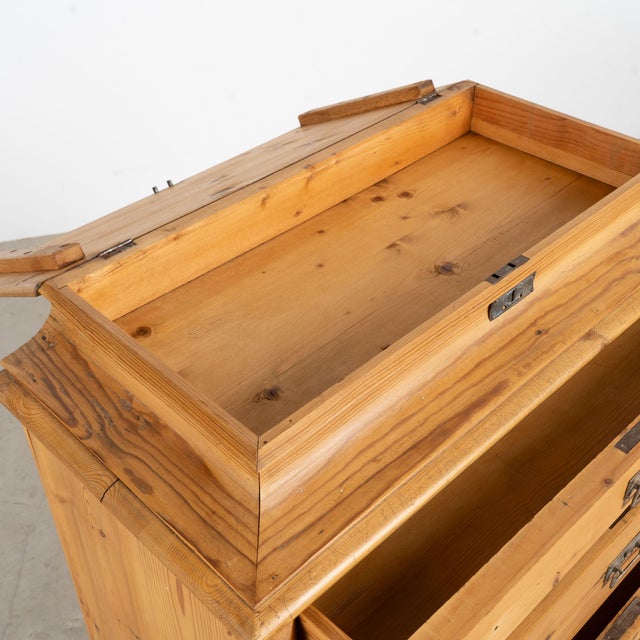 Wood 19th Century Danish Pine Chest of Four Drawers With Hidden Top Storage For Sale - Image 7 of 17