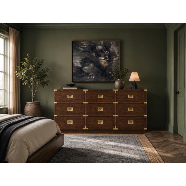 Mid-Century Modern Vintage Campaign Lowboy by Henredon For Sale - Image 3 of 8