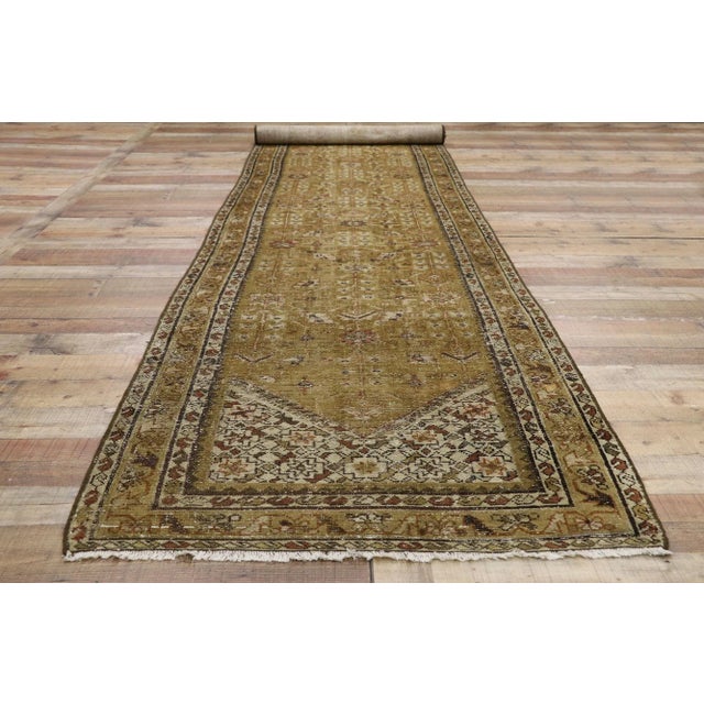 Textile Antique Persian Malayer Runner With Guli Hinnai Flower - 03'04 X 16'01 For Sale - Image 7 of 10