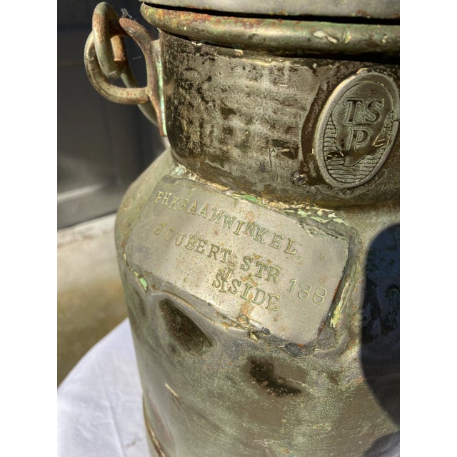 Antique Heavy Brass South African Milk Pail For Sale - Image 4 of 10