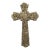 Mexican Folk Art Milagros Wood Cross Nailed Metal Brass Charm Wall Hanging For Sale