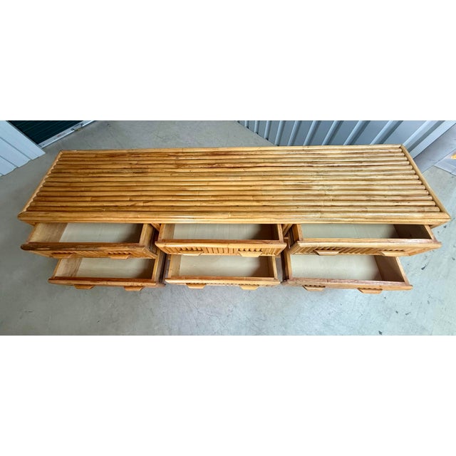 Gabriella Crespi 1970s Natural Stacked Rattan 9-Drawer Lowboy by Turtle and Crane - Gabriella Crespi Style For Sale - Image 4 of 12