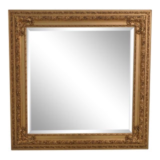 Ja Olsen Square Ornate Gold Framed Mirror For Sale