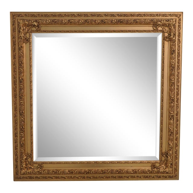 Ja Olsen Square Ornate Gold Framed Mirror For Sale
