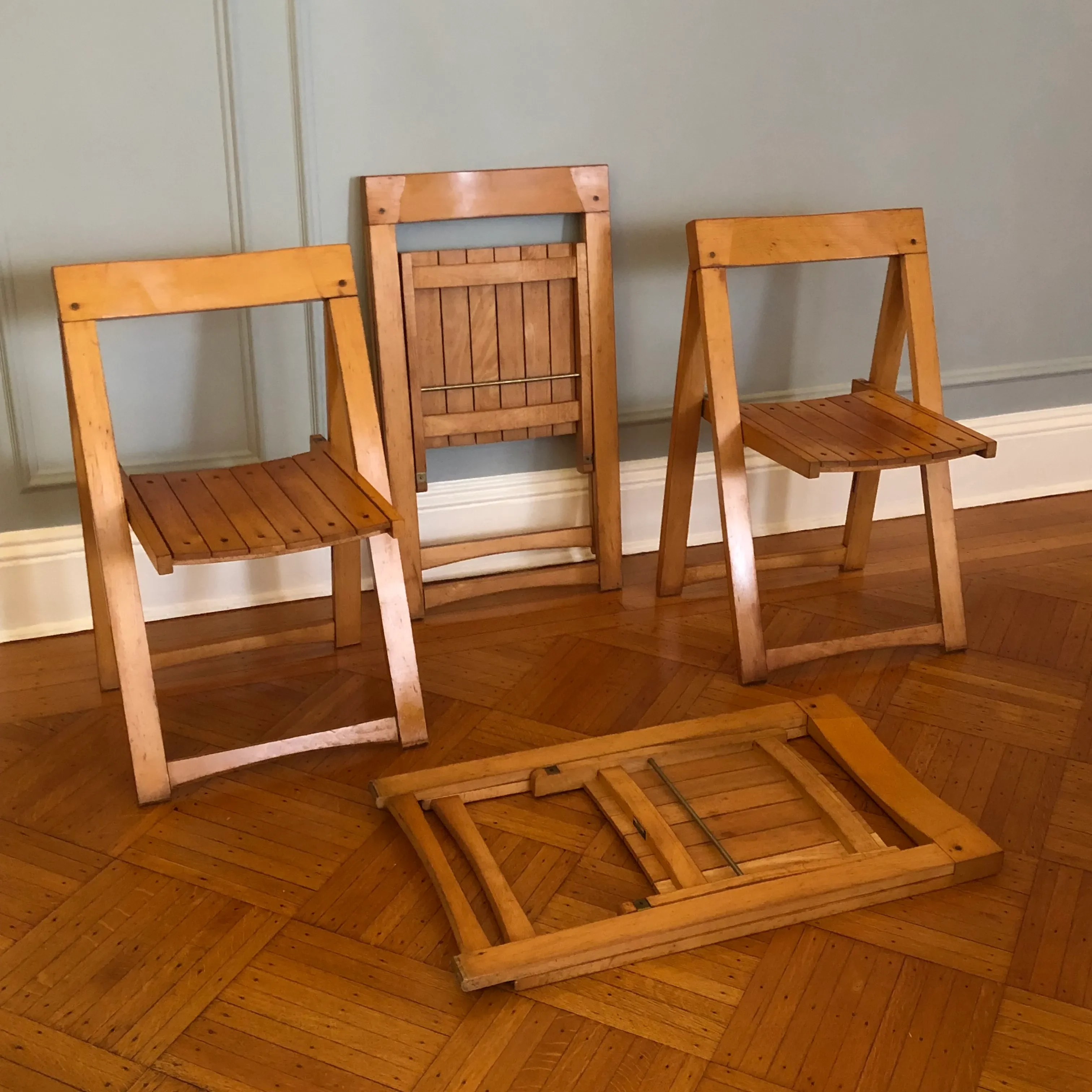 Aldo Jacober for Alberto Bazzani Wood Folding Chairs - Set of Four