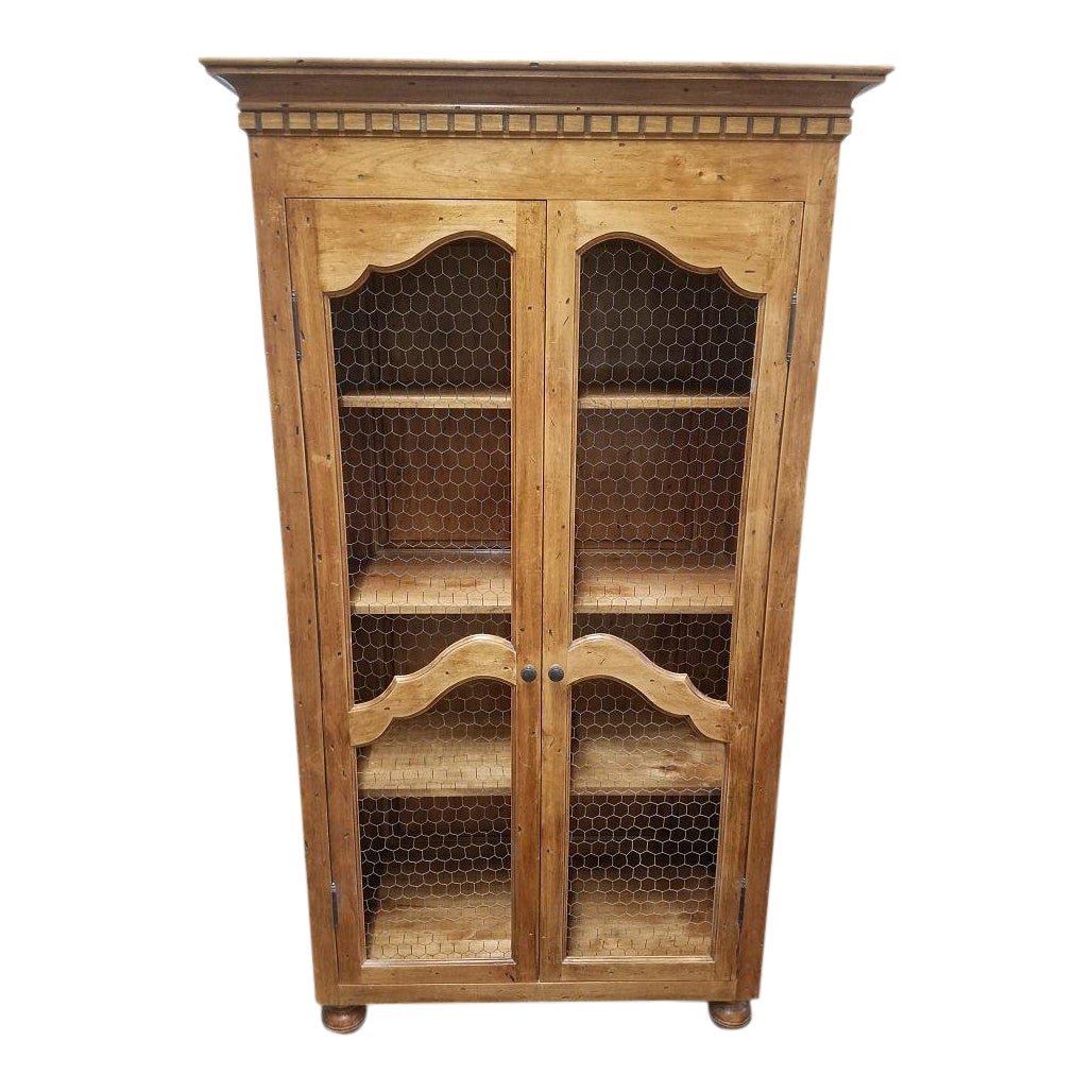 French Country Chicken Wire Cupboard Hutch China Cabinet Chairish