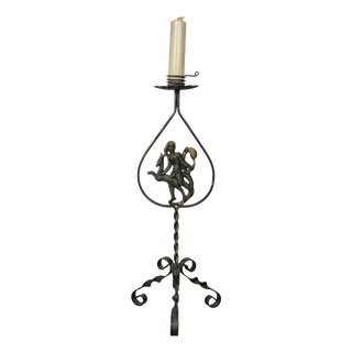 Swedish Grace Floor Candelabra in Wrought Iron with Goddess Diana, 1920s For Sale