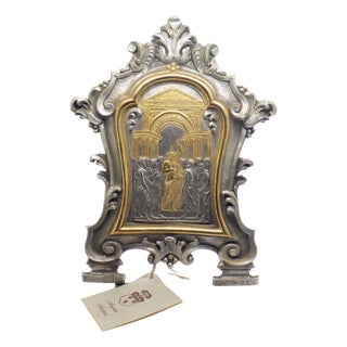 Large Vintage Italian Sterling Silver 925 Deposizione Pace Table Sculpture, Bologna, 1980s For Sale